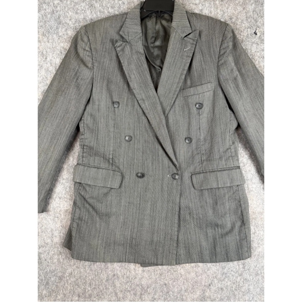 Sturbridge Blazer Men's Gray 100% Wool Double Breasted Peak Lapel Jetted Pockets